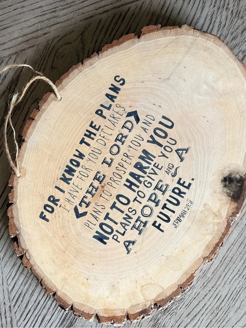 Rustic Black & Natural Wood 'A Hope & A Future' Wall Plaque - handmade